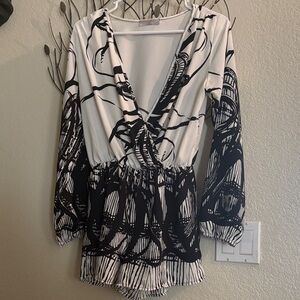 A3 Design Black and White Blouse